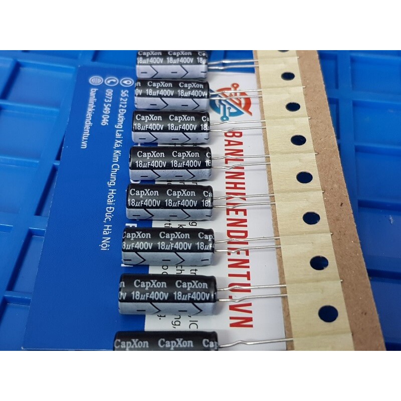 [ Combo 15 chiếc ] Tụ hóa Capxon 18uf 400v kích thước 8x20mm