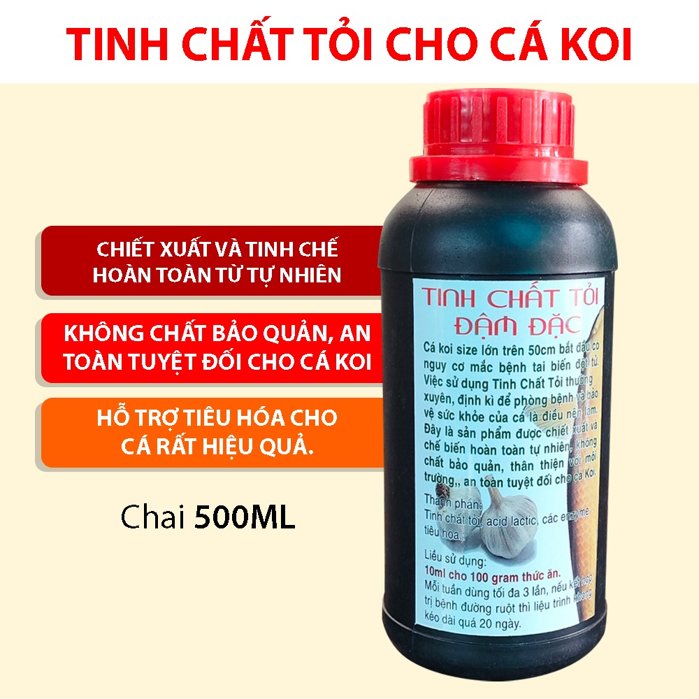 Tinh dầu tỏi cho cá Koi chai 500ml tăng đề kháng, bảo vệ sức khoẻ cá chép Nhật