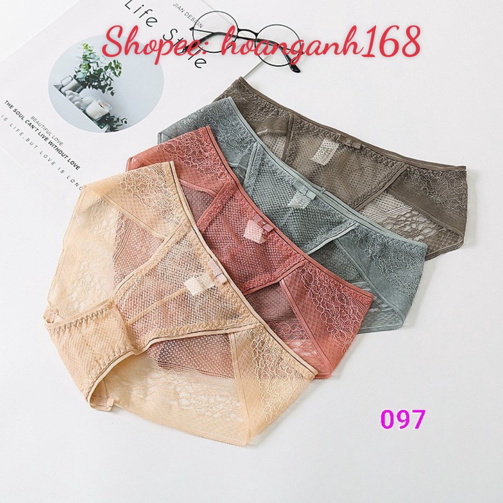 Combo 10 Quần lót nữ ren lưới đẹp chữ V ôm mông cao cấp viền ren sang chảnh 097