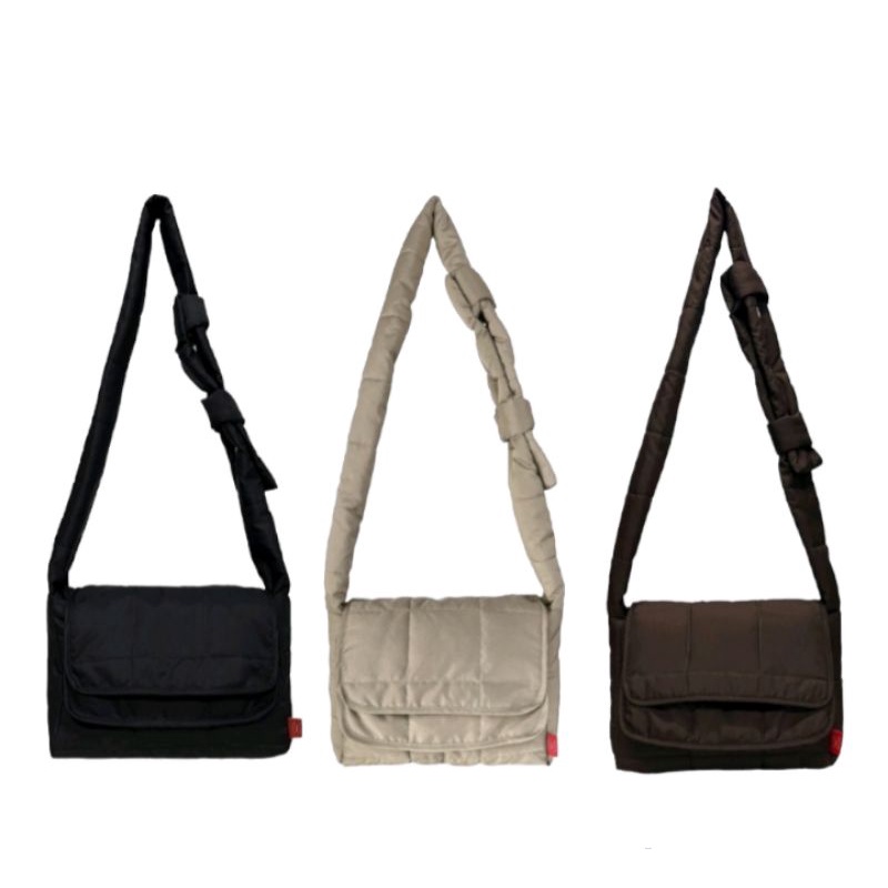 Túi đeo chéo chần bông nam nữ unisex  siêu nhẹ chống nước alsbag HAI NẮP