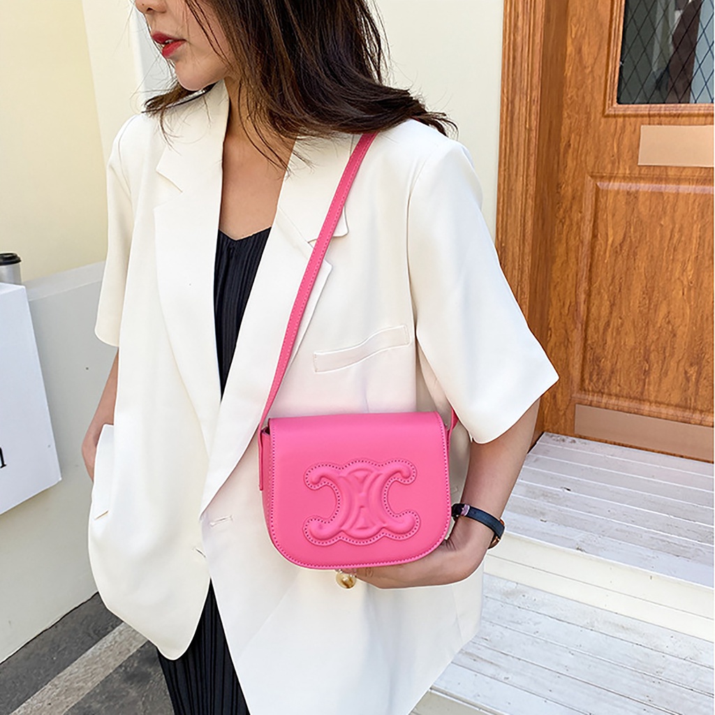 Túi xách nữ đeo chéo CE LINE Triomphe nắp gập dạo phố da PU