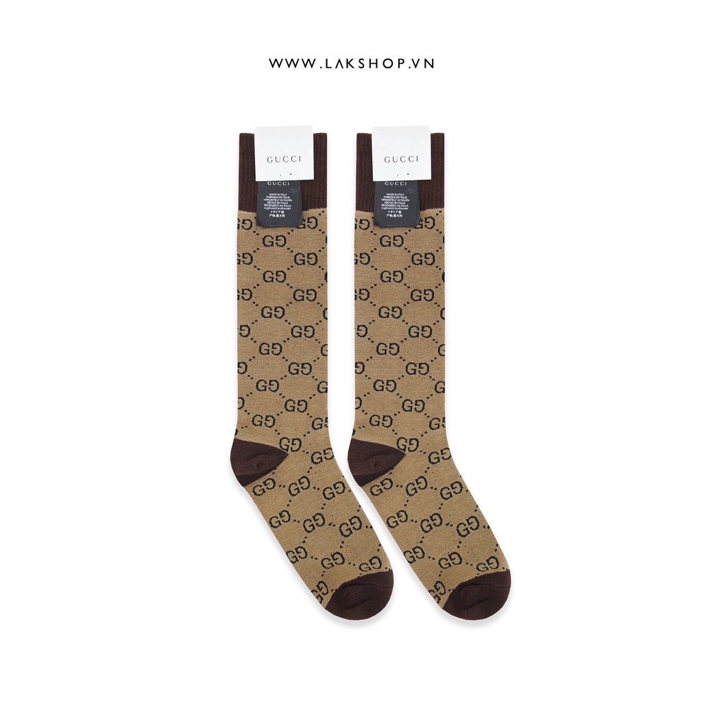 Tất GG Monogram Nâu
