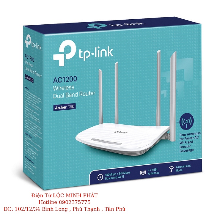 [Hỏa Tốc] Bộ Phát Wifi TP-Link Archer C50 Chuẩn AC 1200Mbps