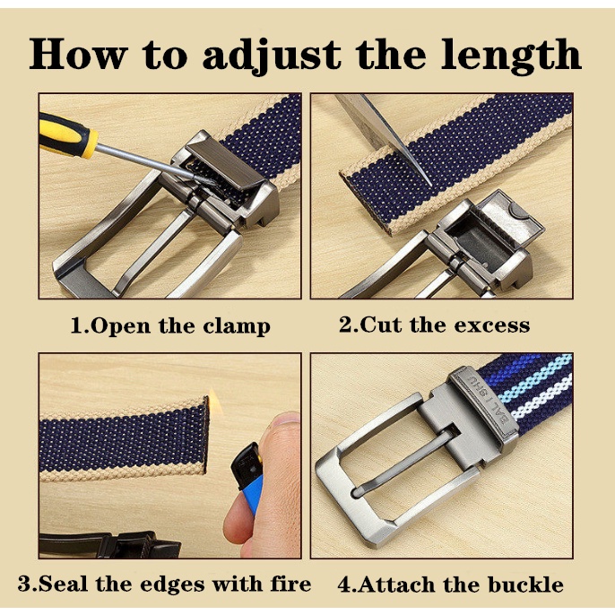 Thắt Lưng Vải Canvas Không Dệt Có Khóa Cài Dài 140CM Plus Size Cho Nam