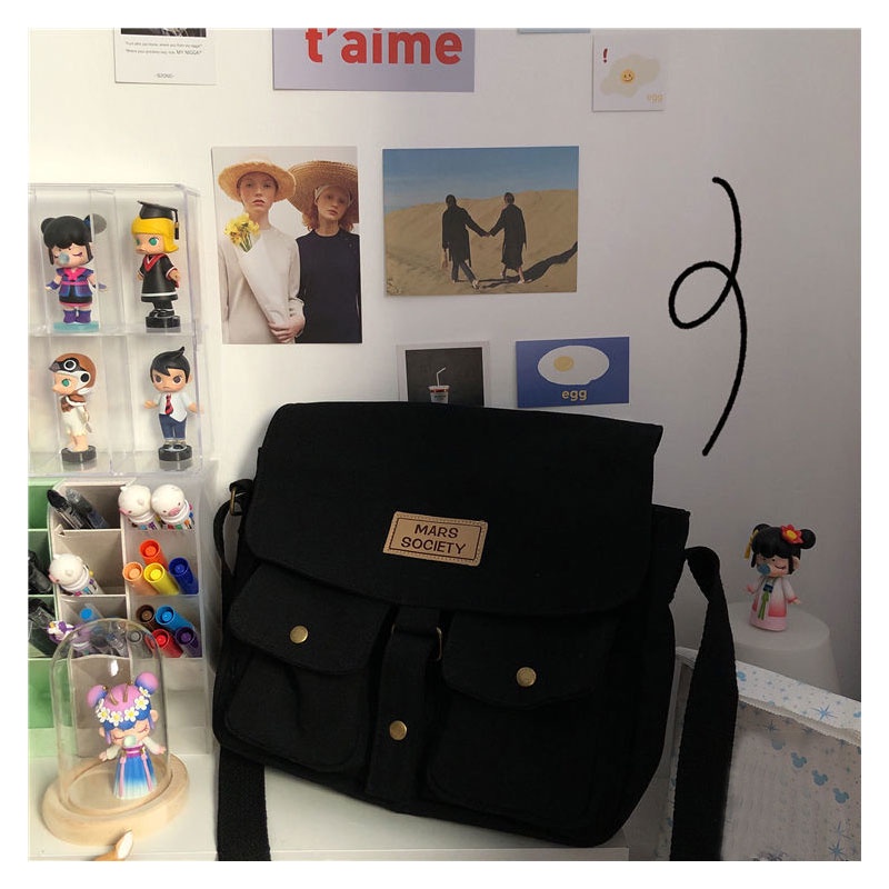 Túi Vải canvas Đeo Chéo Phong Cách Hàn Quốc Dành Cho Nam