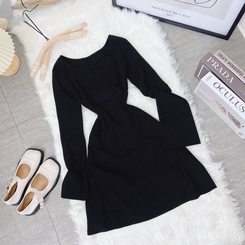 ĐẦM BODY ĐEN CUTOUT DÂY CHÉO LƯNG