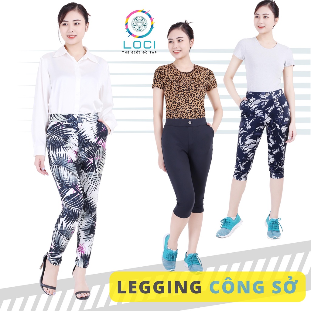 Quần tregging nữ dài lửng , Quần legging công sở chất liệu Umi họa tiết , cạp cao thiết kế may đo
