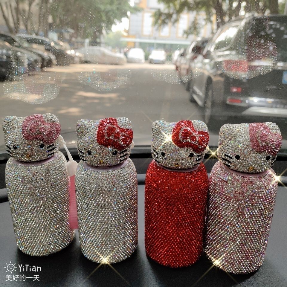 Cốc Giữ Nhiệt Bằng Thép Không Gỉ Hình Mèo hello Kitty Đính Kim Cương Sang Trọng 200ml