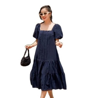 Olv - đầm navy puff sleeve dress
