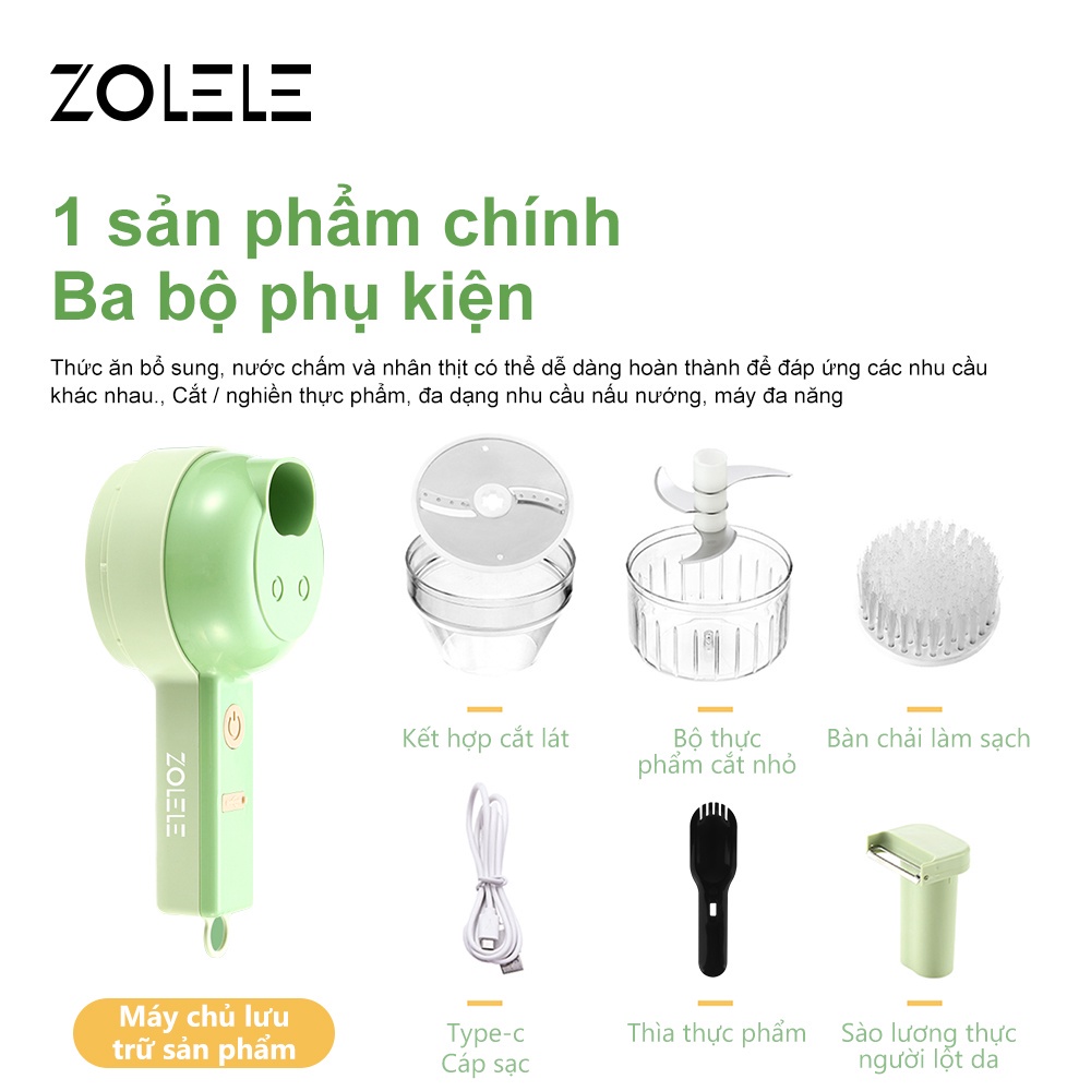Máy xay tỏi ớt ZOLELE ZD003 20ML (Nhựa - Tô Nhựa) - Hàng chính hãng