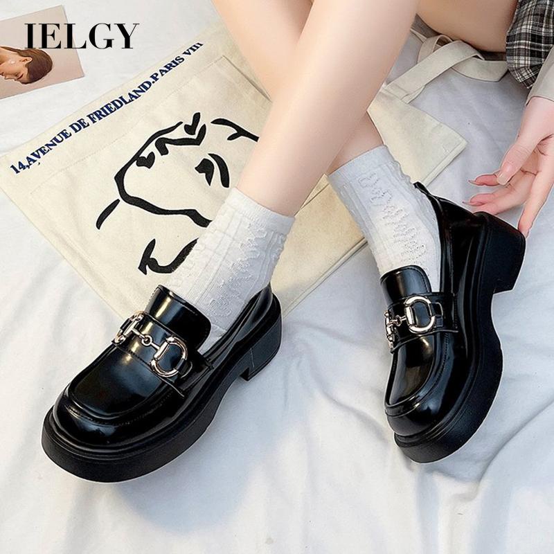 Ielgy Giày Da Đế Dày Phong Cách Học Sinh Cho Nữ