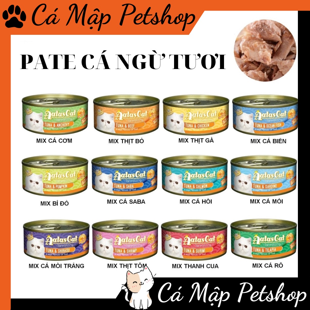 Pate cho mèo Aatas Cat nhiều vị lon 80gr