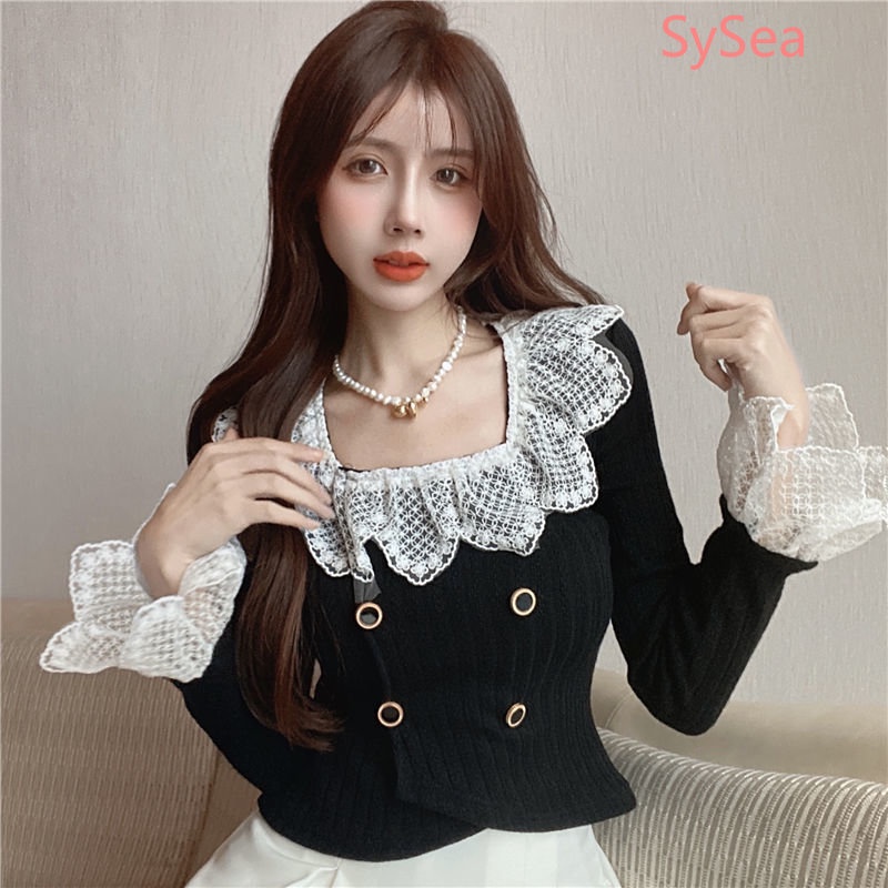 Áo Cardigan Dệt Kim Phối Ren Thời Trang Mùa Thu Dành Cho Nữ