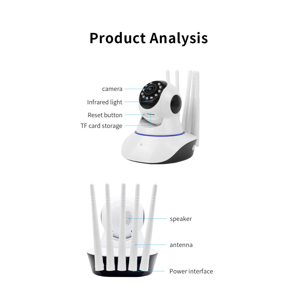 Camera Robot Camera An Ninh Ip 5 Ăng Ten Hồng Ngoại 360 Độ Quan Sát Ban Đêm Hd 1080P Wifi Jxlcam Pk Yoosee AUBESSSTORE