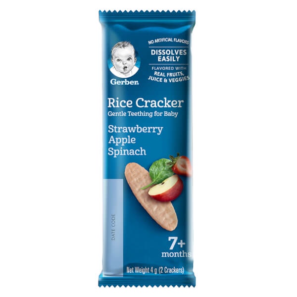 Thực Phẩm Bổ Sung Bánh gạo Gerber vị Dâu Táo Cải bó xôi