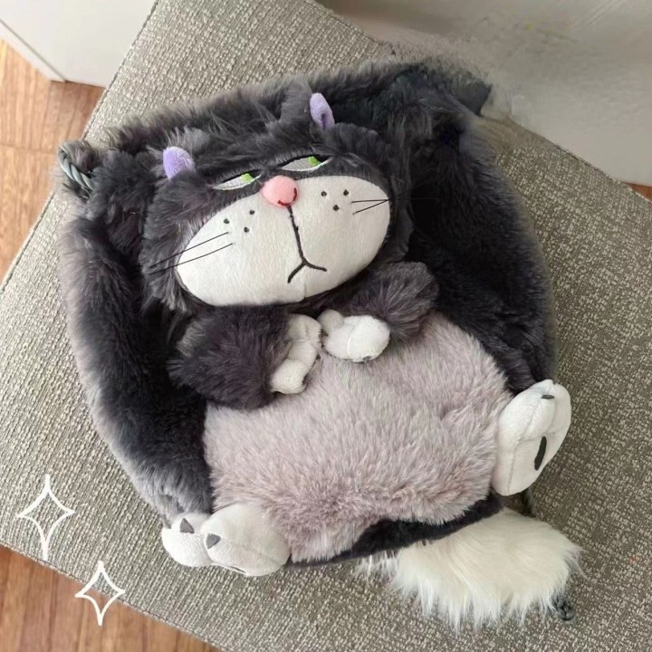 YADOU Năm Mới Túi Đeo Chéo Hình Mèo Lucifer Nhồi Bông Đáng Yêu/túi lưu trữ dây rút/Có thể đựng mỹ phẩm Tik Tok