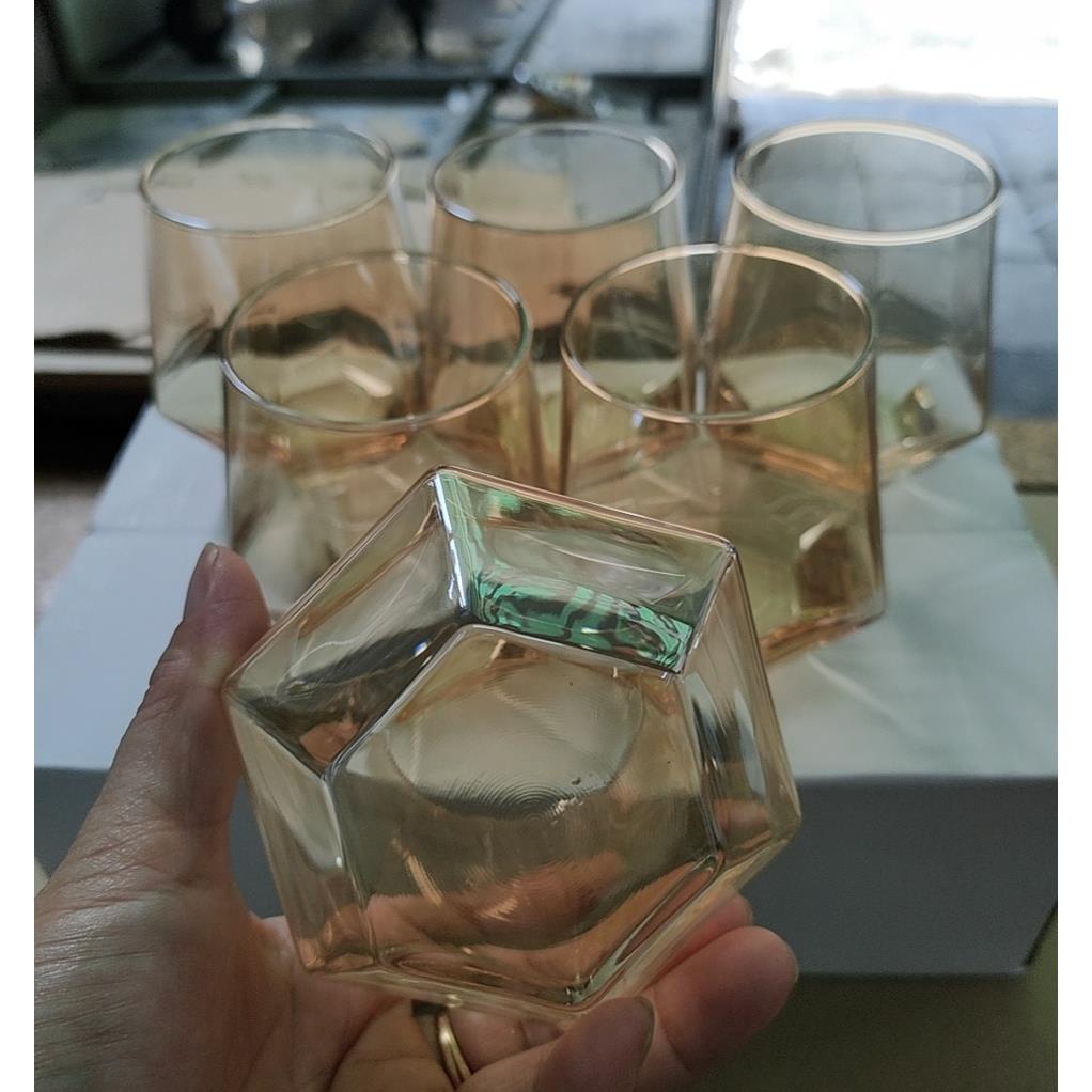 BỘ 6 CỐC THỦY TINH KIM CƯƠNG CHỊU NHIỆT SIÊU ĐẸP MÀU GHI XÁM,MÀU HỔ PHÁCH