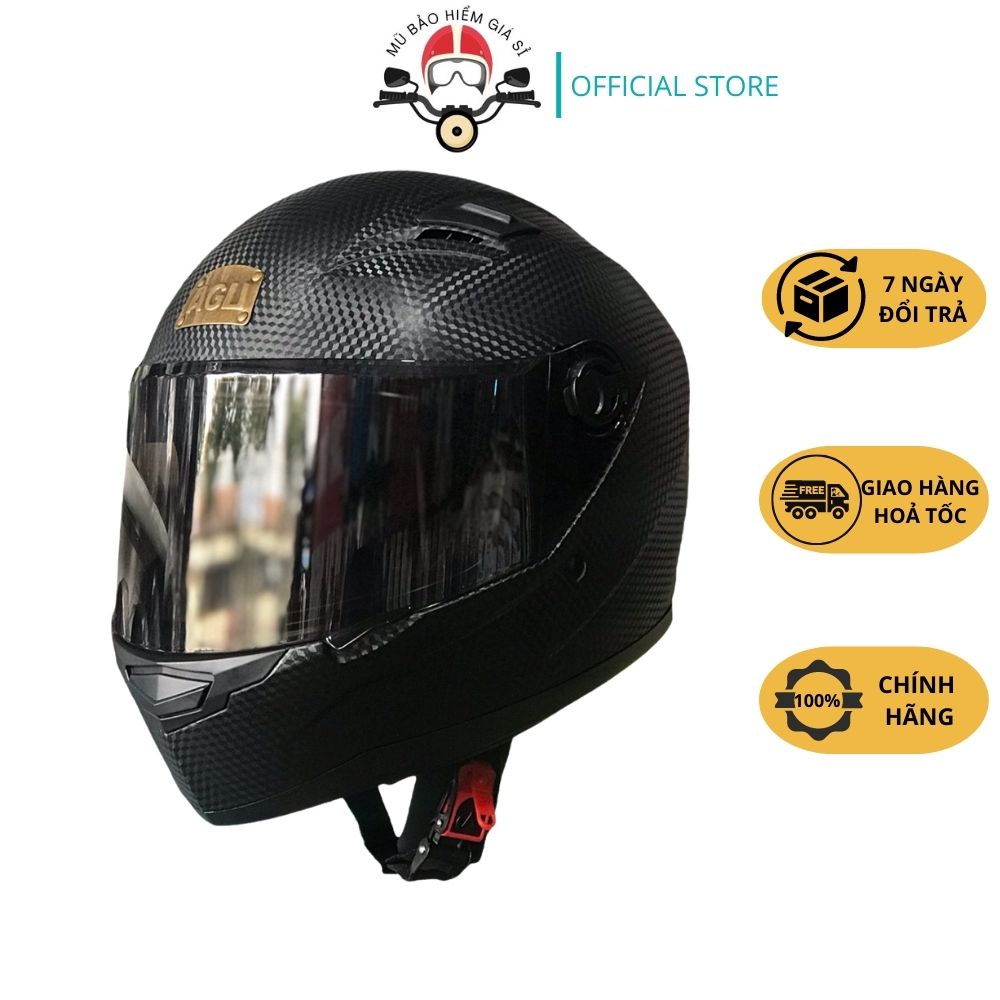 Mũ Bảo Hiểm Fullface AGU Siêu Chất - BH Chính Hãng 12 Tháng - Tặng chốt kính + túi đựng mũ