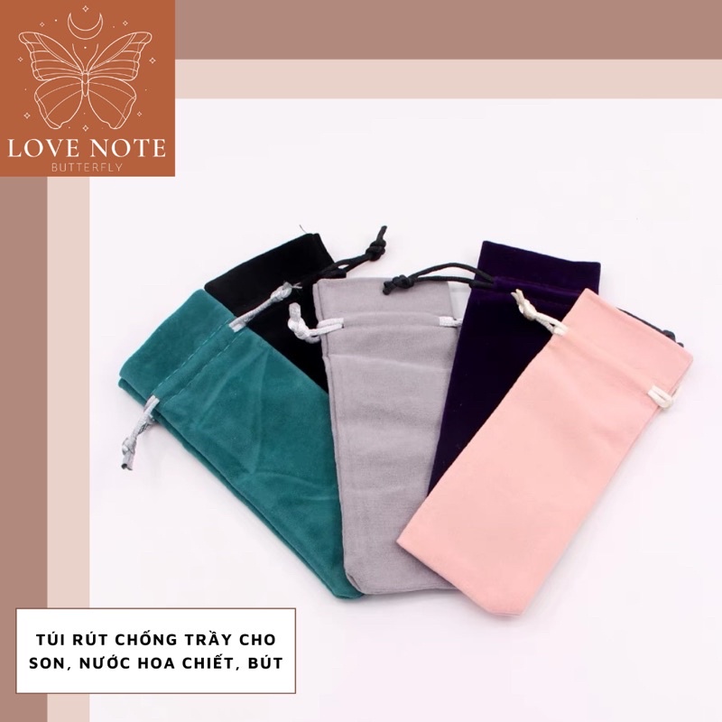 Túi rút vải nhung đựng son, nước hoa chiết, bút viết giúp chống trầy
