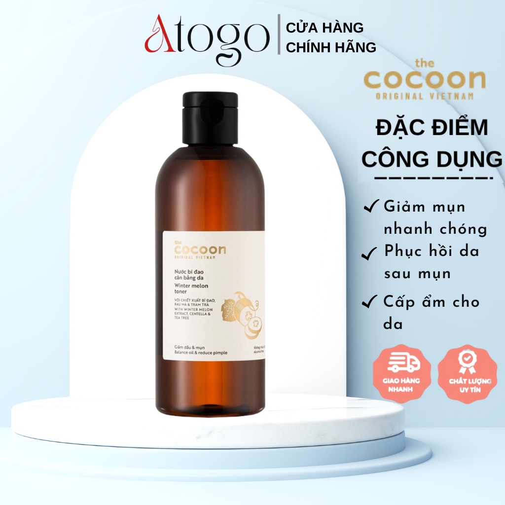 Nước bí đao cân bằng da (toner) Cocoon giảm dầu và mụn 310ml
