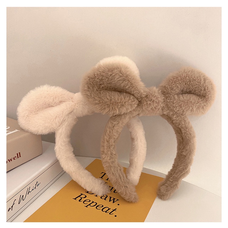 Băng Đô Cài Tóc Tai Thỏ Phối Lông Thời Trang Xinh Xắn Cho Nữ