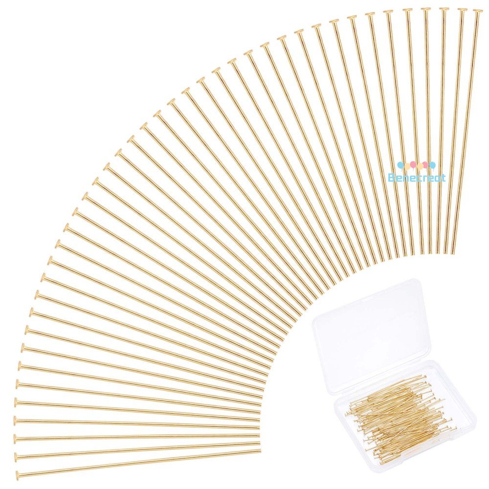 Hộp 100 ghim BENECREAT đầu dẹt bằng thép không gỉ 304 mạ vàng 35x0.6mm: 1.4mm