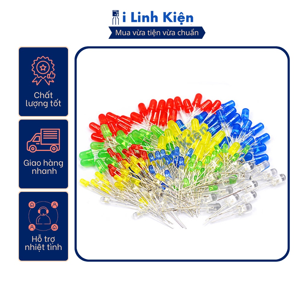 LED 3mm đủ các màu, đa dạng mẫu mã túi 10 con