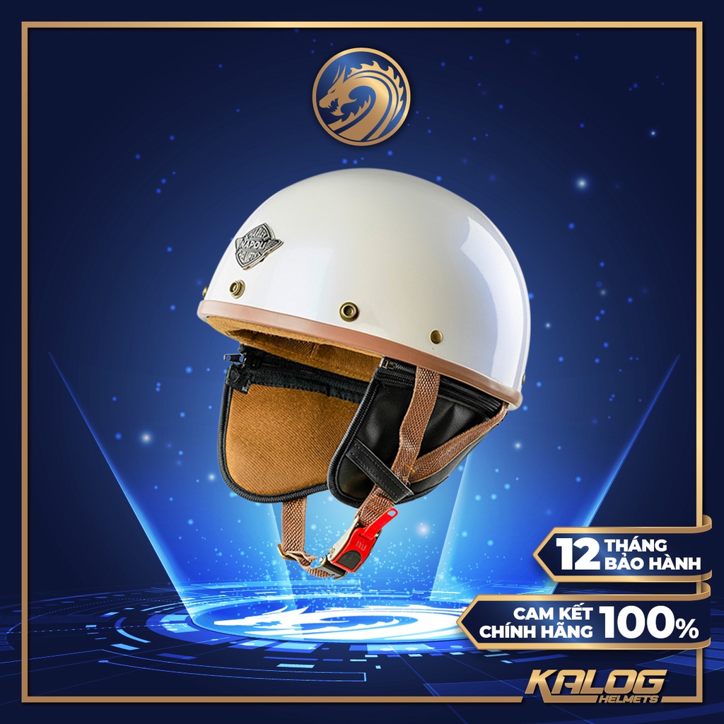 Mũ bảo hiểm 1/2 đầu Napoli Haley cao cấp Freesize 55-58 cm - Bảo hành 12 tháng