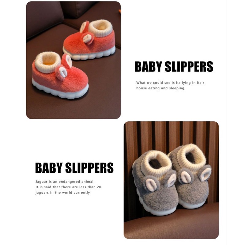 Dép Bông Gót Cao Chống Trượt Mùa Đông Cho Trẻ Em