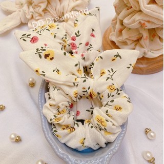 Scrunchies Cột Tóc Tai Thỏ Hoa Nhí