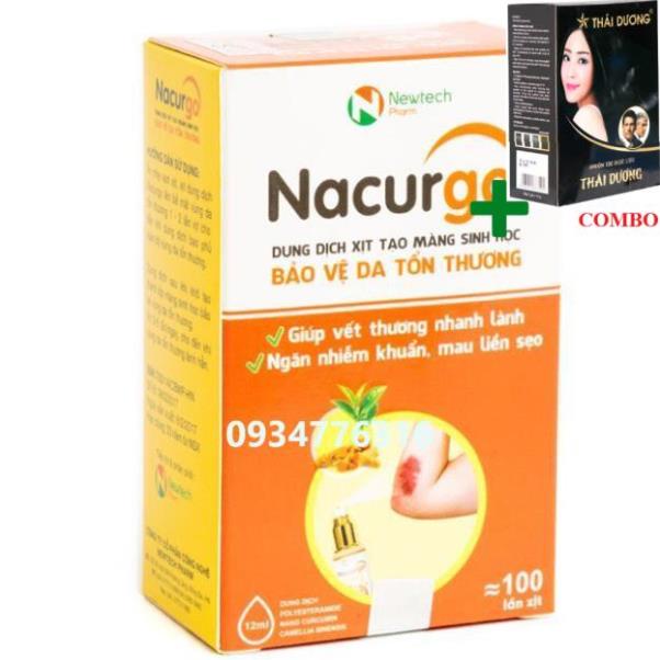 Combo Gội Là Đen Thái Dương+ Nacurgo màng sinh học băng vết thương, tránh nhiễm trùng