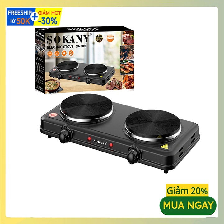 Bếp Điện Đôi 2000W SOKANY SK-5107 Bếp Nấu Đa Năng Không Kén Nồi
