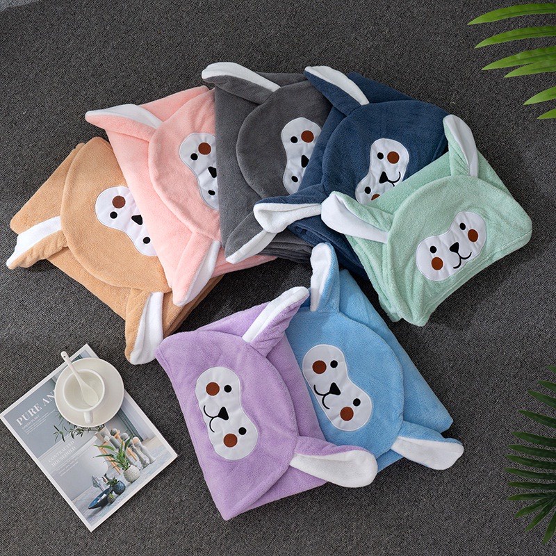 Khăn Tắm Cho Bé, Khăn Choàng Có Mũ Chùm Đầu Vải Sợi Mềm Mịn