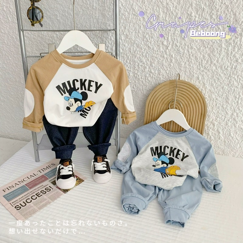 Bộ thu đông dài tay cotton mickey cho bé trai