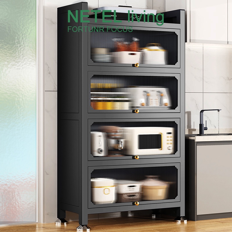 🌸NETEL🌸 Kệ nhà bếp Giá để đồ nhà bếp 4 tầng Đồ dùng nhà bếp Tủ nhà bếp Kệ để đồ không gian rộng
