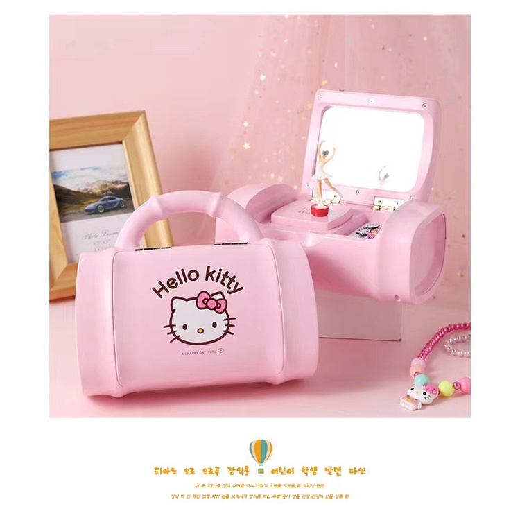 [Hàng Sẳn] Hộp Nhạc Đựng Trang Sức Hình Hello Kitty màu hồng, Cô Gái Múa Ba Lê Xinh Xắn, đẹp mắt.