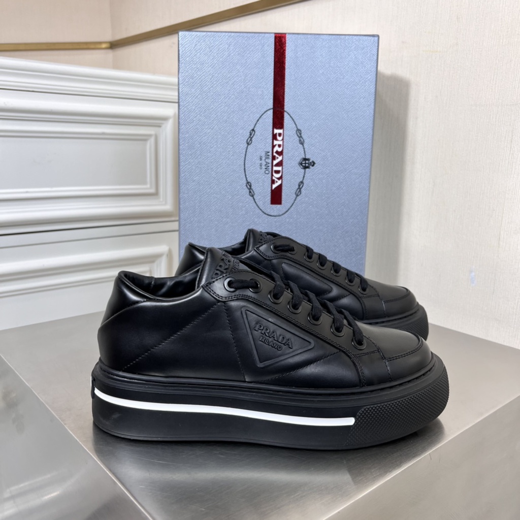 Giày thể thao nam da thật Prada kiểu dáng đơn giản, trẻ trung