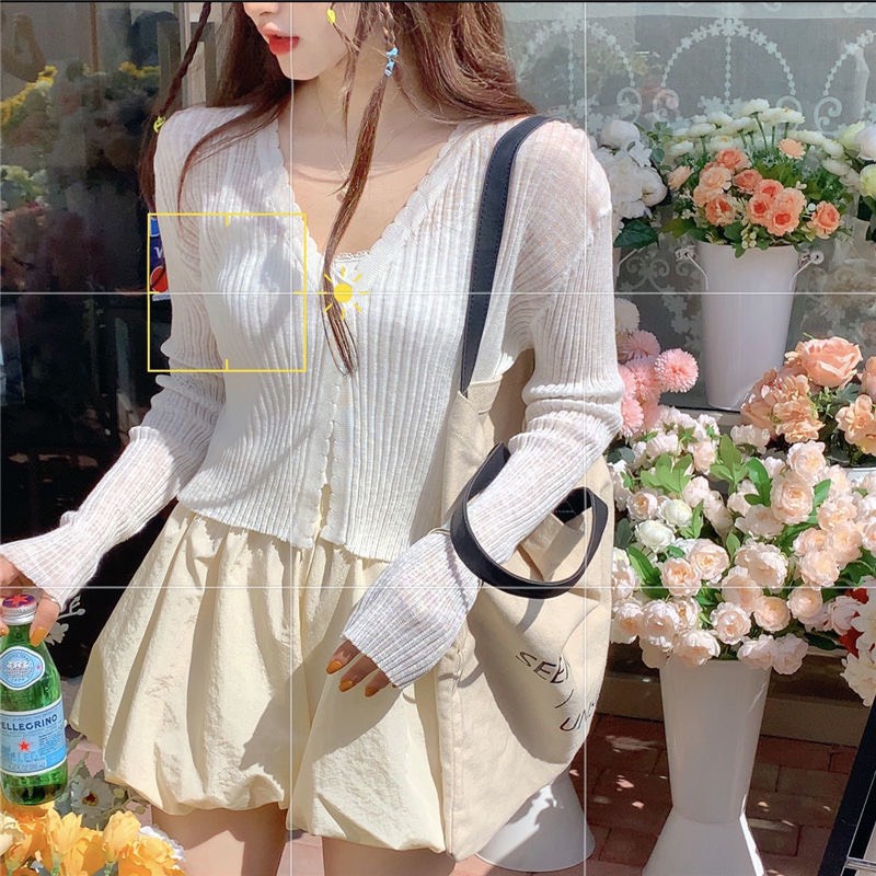 Áo Khoác Len Mỏng Cardigan Một Khuy Khoác Ngoài Nữ Thời Trang Hàn Quốc | Vui Vẻ Shop | BigBuy360 - bigbuy360.vn