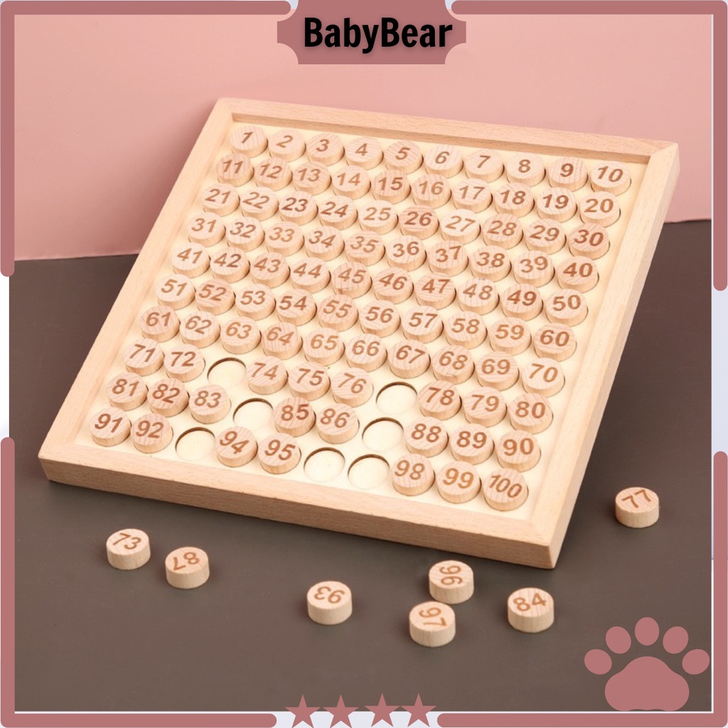 Đồ chơi thông minh Giáo cụ Montessori 1 - 100 bằng gỗ cho bé học khái niệm số, các phép tính dễ hiểu