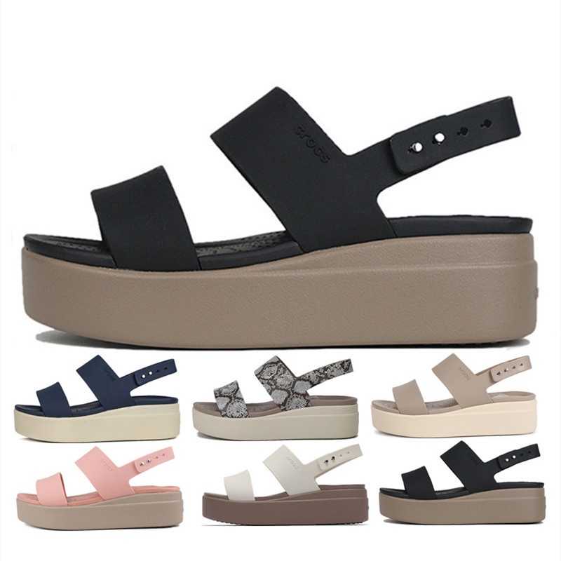 Original Crocs Brooklyn Women's sandals Goods in stock  Women's shoes with thick soles kasut perempuan