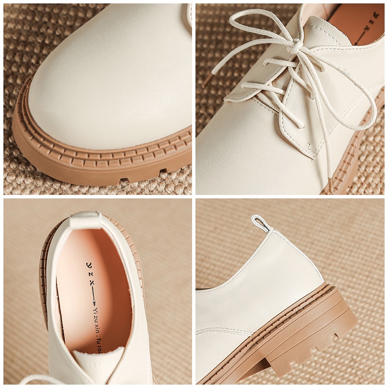 Giày Da Cao Gót 4cm Thắt Dây Phong Cách Anh Quốc Thời Trang Cho Nữ