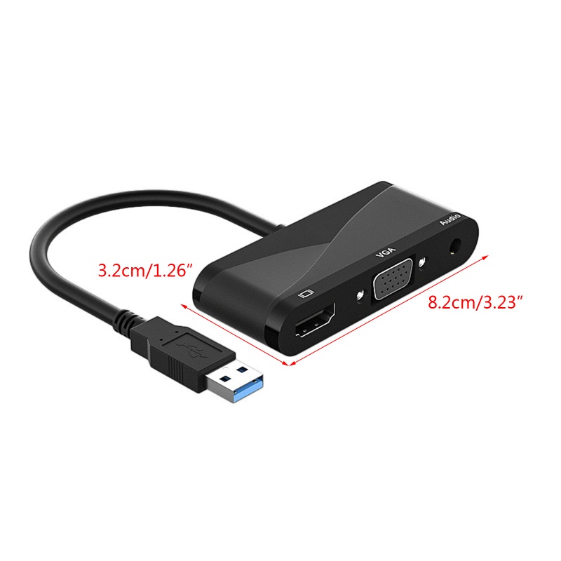 ✜Bộ ChuyểN ĐổI USB 3.0 Sang HDMI VGA 1080P Cho Laptop / HDTV / Windows XP 7 / 8 / 10 / 11 / Mac OS