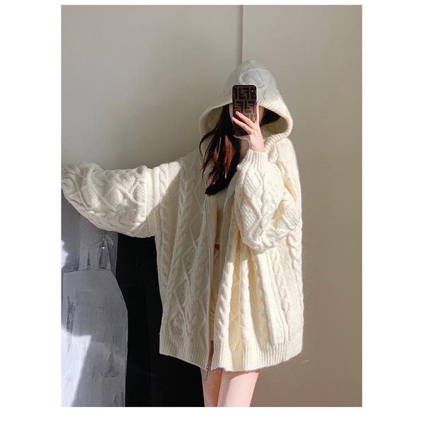 ÁO HOODIE ZIP LEN DÁNG RỘNG