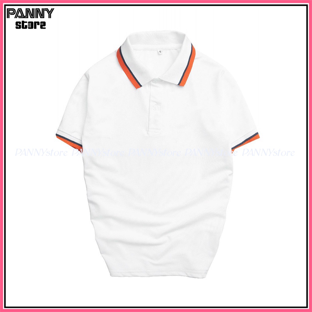 Áo Thun Polo Có Cổ Cá Sấu 4 Chiều Màu Trắng Phối Cổ Và Bo Tay 3 Sọc Form Suông Đồng Phục Nam Nữ size từ 30kg đến 100kg