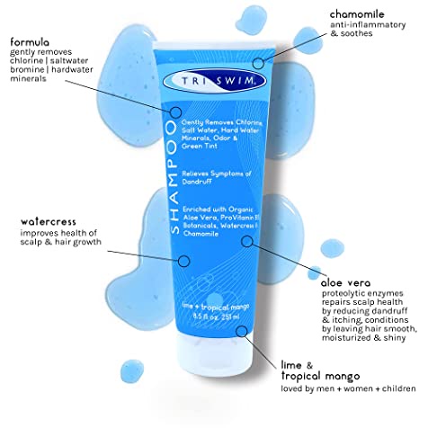 **HCM - Dầu gội khử Clo TRISWIM đi bơi loại sạch clo, mùi clo và muối biển làm mềm, suôn mượt tóc, giữ màu tóc