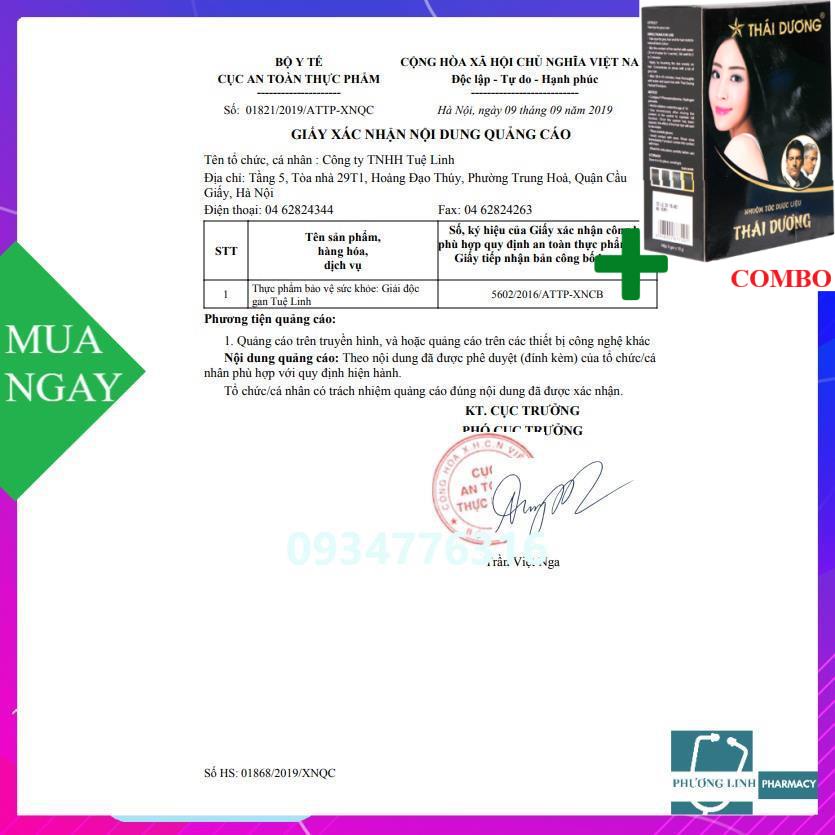 Combo Gội Là Đen Thái Dương+ Giải Độc Gan Tuệ Linh