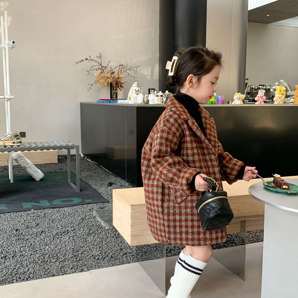 Áo Khoác Cho Bé Gái Trẻ Em Mùa đông Mới 2022 Phiên Bản Hàn Quốc, Áo Khoác Kẻ Sọc Chần Bông Áo Khoác Dài Cho Bé