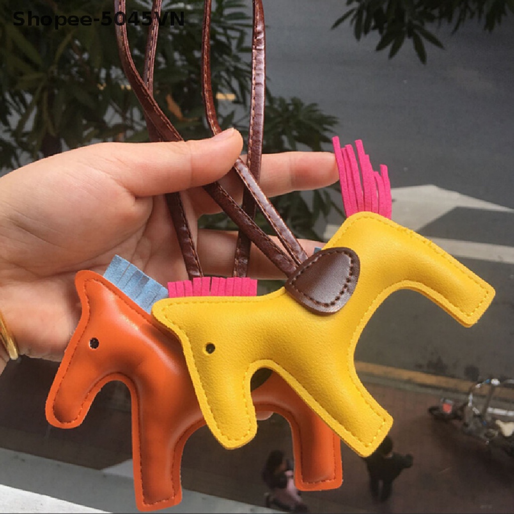 Móc Khóa Xe Hơi / Túi Xách Handmade Bằng Da PU Hình Chú Ngựa Handmade Độc Đáo Thời Trang