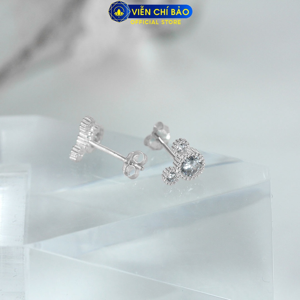 Bông tai chuột Mic.key đính đá chất liệu bạc 925 thời trang phụ kiện trang sức Viễn Chí Bảo B400215