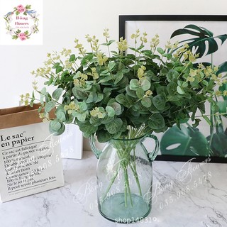 🍀 Cành Lá Táo Cắm Điểm Trang Trí Cao 35 cm - LOẠI ĐẸP LÁ BÓNG LÁ CAO SU KHÔNG PHẢI LÁ VẢI